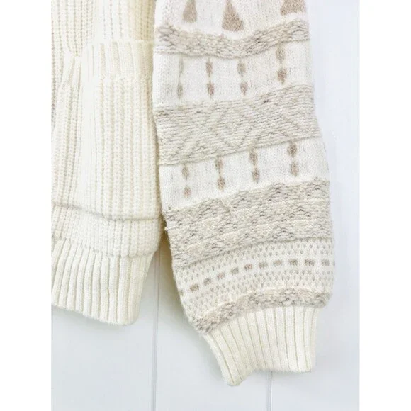 Hem & Thread Ivory Super Soft Knitted Aztec Cardigan Boho Southwestern Sweater S - Picture 4 of 8